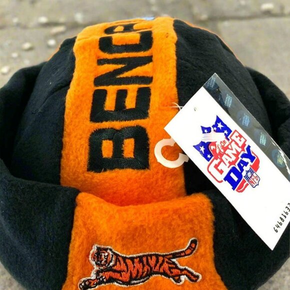 Cincinnati Bengals Vintage NFL Late '90s Fleece "Jughead" Style NOS Beanie - Picture 3 of 8